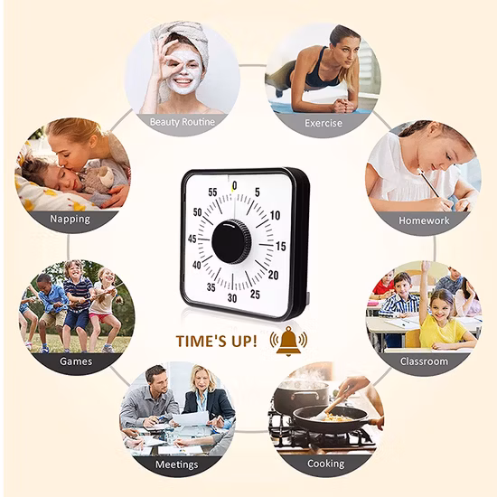 Schwarzer, einfach zu bedienender Küchen-Countdown-Timer mit Schalter