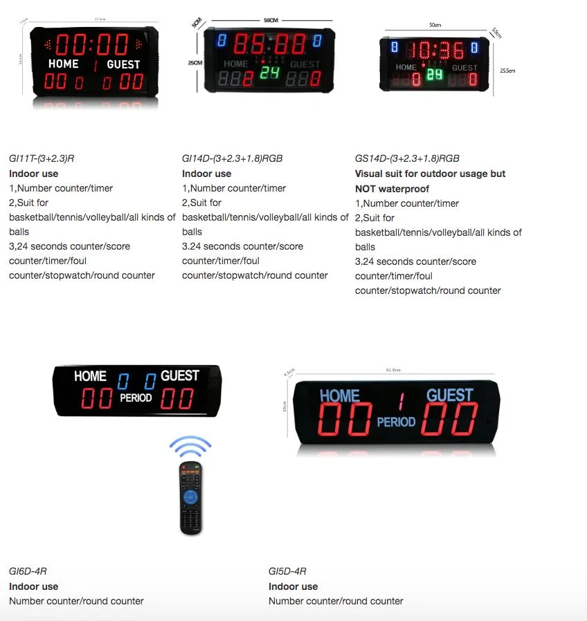 Simple Custom Design Electronic Indoor/Outdoor Stadium LED Scoreboard